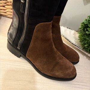 Via Spiga Black and Brown Heeled Boots